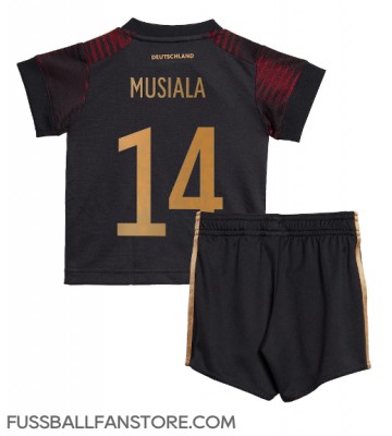 Deutschland Jamal Musiala #14 Replik Auswärtstrikot Kinder WM 2022 Kurzarm (+ Kurze Hosen)